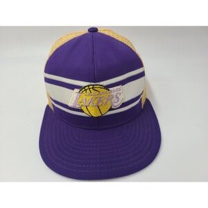 Vintage Los Angeles Lakers AJD Superstripe Mesh Trucker Snapback Hat Cap Men NBA
